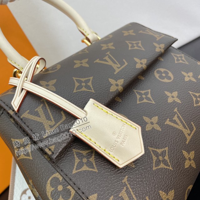 Lv路易威登2023專櫃新款Cluny迷你手袋 LV提花肩帶老花手提肩背女包 M46055 ydh5011
